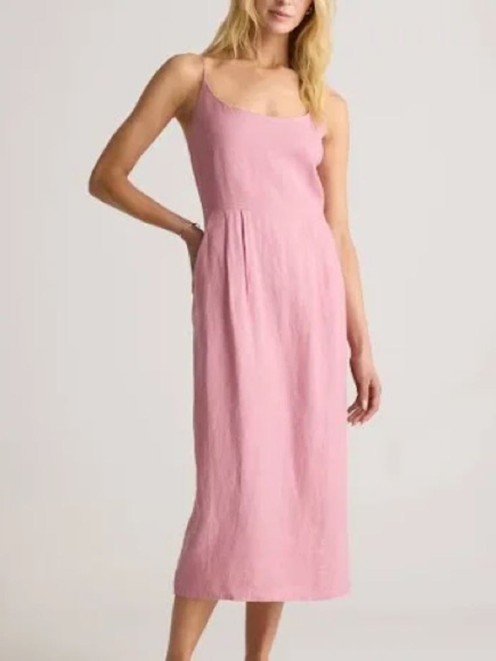 Quince 100% European Linen Scoop Neck Midi Dress